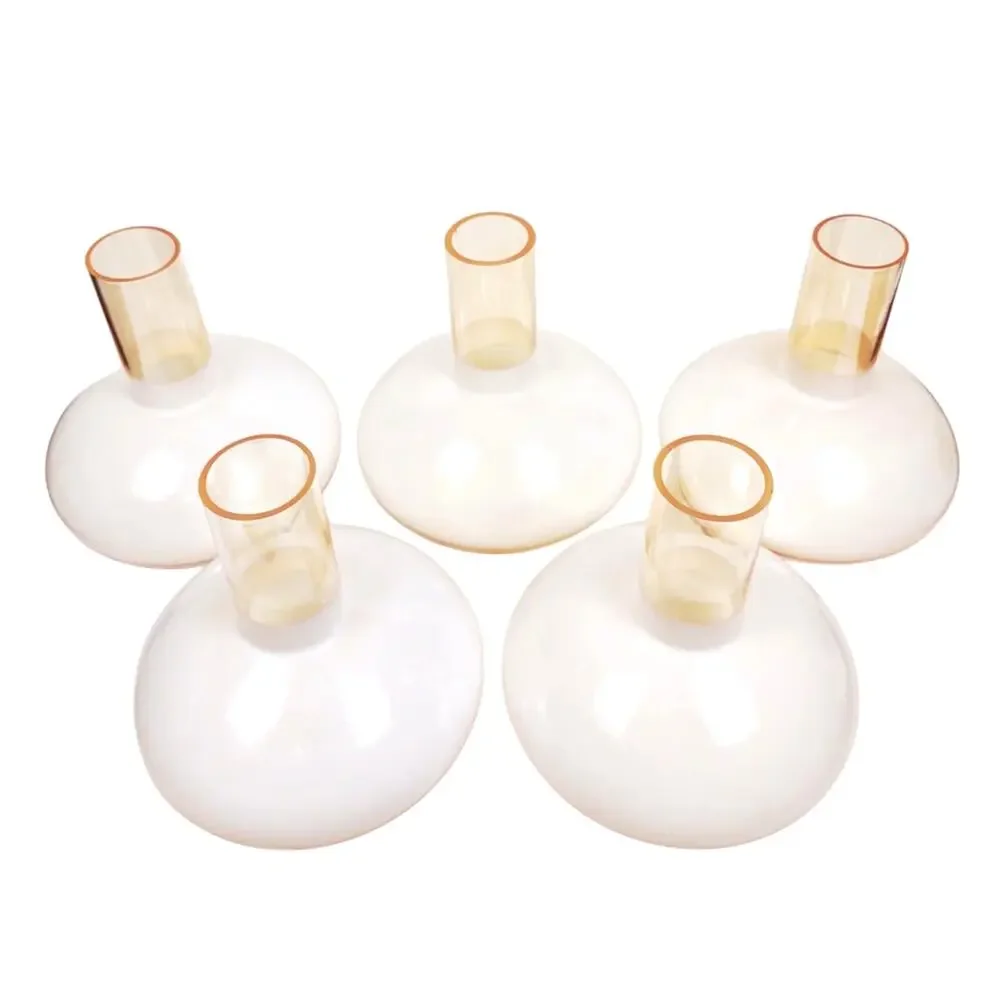 5 Vintage Peach Luster Milk Glass Chimney Globe Lamp Shades Retro Rare 3